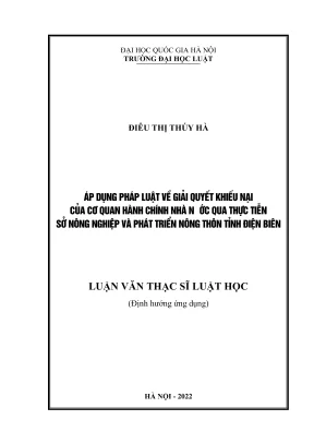 Giải Quyết Khiếu Nại Hành Chính: Nghiên Cứu Tại Sở Nông 