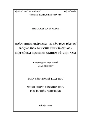Cải thiện pháp luật bảo đảm đầu tư tại Lào: Bài học từ