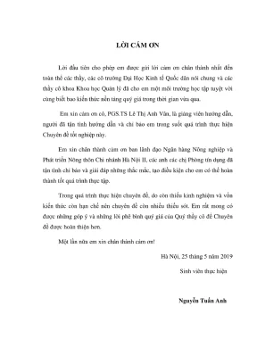 Thực Tập Quản Lý Cho Vay Khách Hàng Cá Nhân Tại Ngân 
