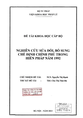 Nghiên cứu sửa đổi chế định chính phủ trong hiến pháp 1992