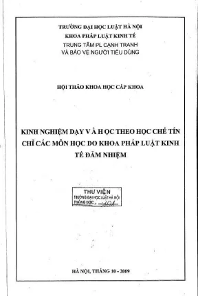 Kinh nghiệm dạy học theo tín chỉ tại khoa pháp luật kinh tế
