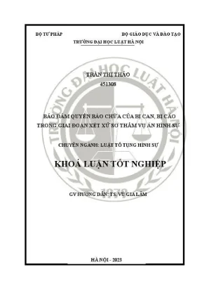 Bảo Đảm Quyền Bào Chữa Trong Xét Xử Sơ Thẩm Vụ Án Hình Sự