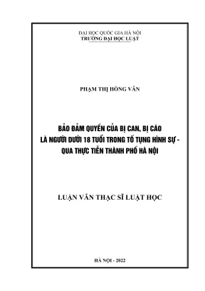 Bảo Đảm Quyền Lợi Cho Người Dưới 18 Tuổi Trong Tố Tụng