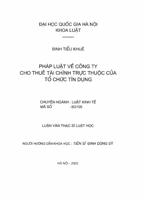 Nghiên cứu về pháp luật công ty cho thuê tài chính trong
