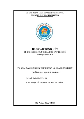 Quy trình quản lý hoạt động KH&CN tại Trường Đại học Hải 