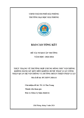 Nghiên cứu về quan hệ chung sống không đăng ký kết hôn 