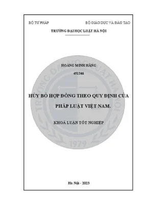 Hủy bỏ hợp đồng theo pháp luật Việt Nam: Khóa luận tốt