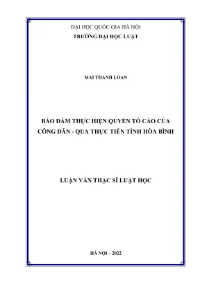 Thực hiện quyền tố cáo của công dân tại tỉnh Hòa Bình