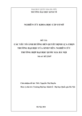 Các yếu tố quyết định lựa chọn trường đại học của sinh