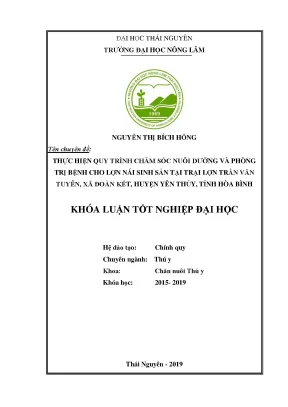 Chăm sóc và phòng trị bệnh cho lợn nái tại trại Trần Văn 