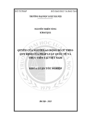 Quyền của người lao động di cư theo pháp luật quốc tế và 