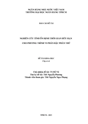 Nghiên cứu tính ổn định thời gian hữu hạn cho phương 