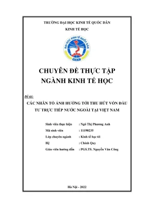 Nhân tố ảnh hưởng đến thu hút vốn đầu tư trực tiếp nước 