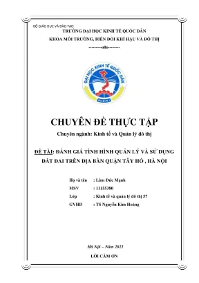 Đánh Giá Quản Lý và Sử Dụng Đất Đai Quận Tây Hồ, Hà Nội