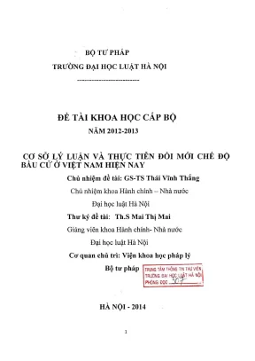 Đổi mới chế độ bầu cử ở Việt Nam: Cơ sở lý luận và thực tiễn