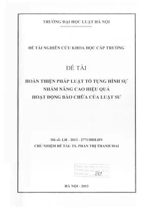 Nâng cao hiệu quả bào chữa của luật sư qua hoàn thiện 