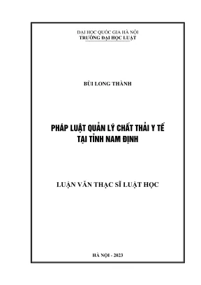 Quản lý chất thải y tế tại Nam Định: Nghiên cứu thạc sĩ