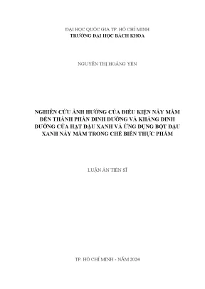 Nghiên cứu ảnh hưởng điều kiện nảy mầm đến dinh dưỡng và