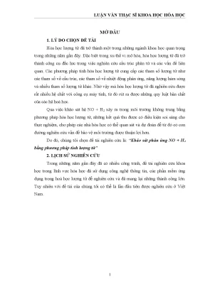 Khảo sát Phản ứng No H2 bằng Phương pháp Tính Lượng Tử: 