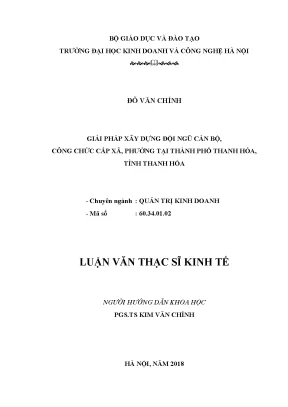 Xây dựng đội ngũ cán bộ công chức cấp xã phường tại TP 