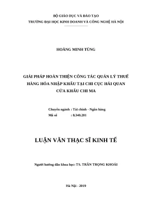 Nâng cao hiệu quả quản lý thuế hàng hóa nhập khẩu tại 