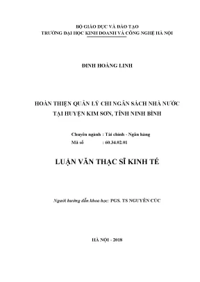 Quản lý chi ngân sách nhà nước tại huyện Kim Sơn, Ninh 