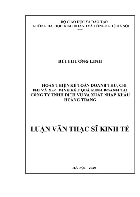 Nghiên cứu công tác kế toán doanh thu và chi phí tại 