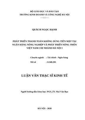 Thanh toán không dùng tiền mặt tại ngân hàng nông nghiệp 