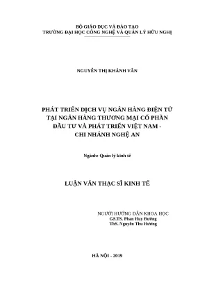 Nghiên cứu dịch vụ ngân hàng điện tử tại BIDV Nghệ An