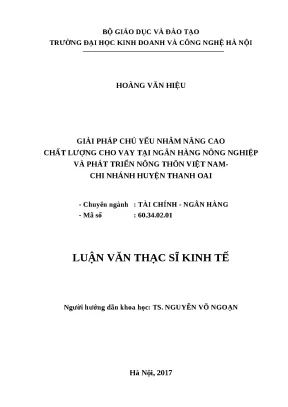 Nâng cao chất lượng cho vay tại ngân hàng nông nghiệp 