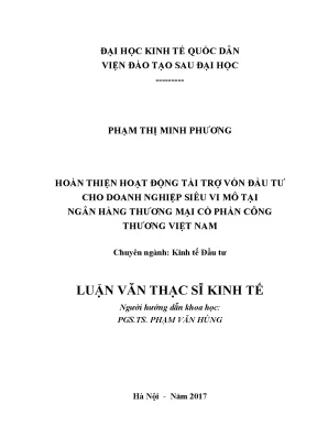 Tối ưu hóa tài trợ vốn đầu tư cho doanh nghiệp siêu vi 
