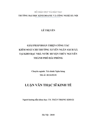 Kiểm Soát Chi Ngân Sách Xã Tại Kho Bạc Nhà Nước Huyện 