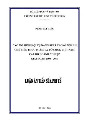 Mô Hình Hội Tụ Năng Suất Ngành Chế Biến Thực Phẩm và Đồ 