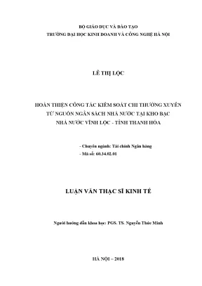 Kiểm Soát Chi Ngân Sách Nhà Nước Tại Kho Bạc Nhà Nước 