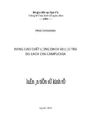 Nâng cao chất lượng dịch vụ lưu trú du lịch Campuchia: 