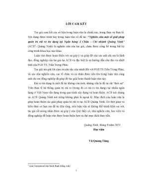 Giải pháp quản trị rủi ro tín dụng tại ngân hàng Á Châu 
