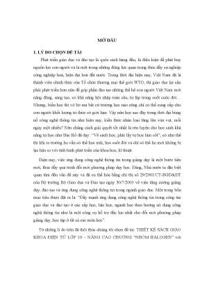 Thiết kế sách giáo khoa điện tử Hóa học lớp 10 nâng cao: 
