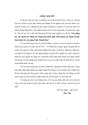 Tạo động lực cho người lao động tại trung tâm kiểm định 