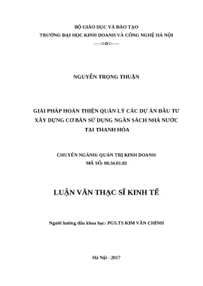 Quản lý Dự án Đầu tư Xây dựng Cơ bản tại Thanh Hóa: Hoàn 