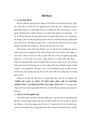 Thiết kế giáo án điện tử môn Hóa học 10 nâng cao: Hướng 