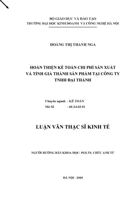 Nghiên cứu kế toán chi phí sản xuất và tính giá thành 