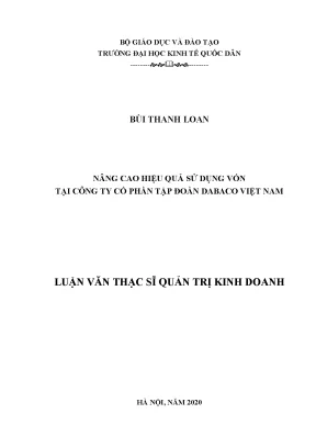 Nâng cao hiệu quả sử dụng vốn tại Dabaco Việt Nam: