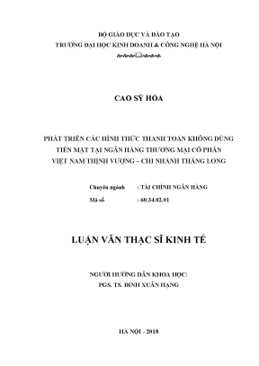 Phân tích Hình thức Thanh Toán Không Dùng Tiền Mặt tại 