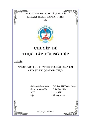 Thủ Tục Hải Quan Tại Chi Cục Hải Quan Gia Thụy: Luận Văn 