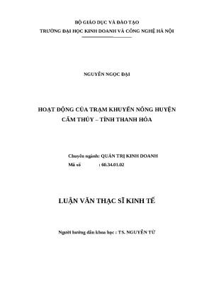 Hoạt động của Trạm Khuyến nông Cẩm Thủy: Luận văn Thạc 