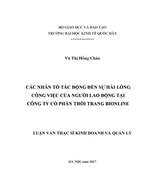 Những nhân tố ảnh hưởng đến sự hài lòng công việc tại 