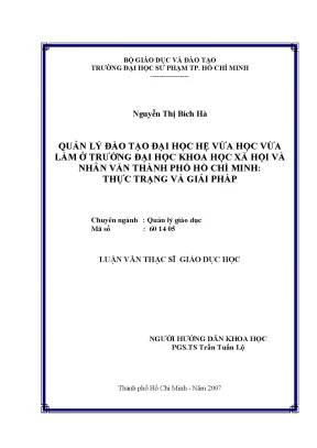 Giải pháp quản lý đào tạo đại học vừa học vừa làm tại 