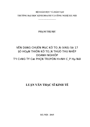 Hoàn thiện kế toán thuế thu nhập doanh nghiệp theo chuẩn 