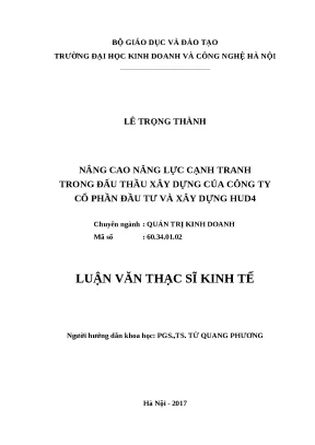 Phân tích cạnh tranh đấu thầu xây dựng: Công ty CP Đầu 