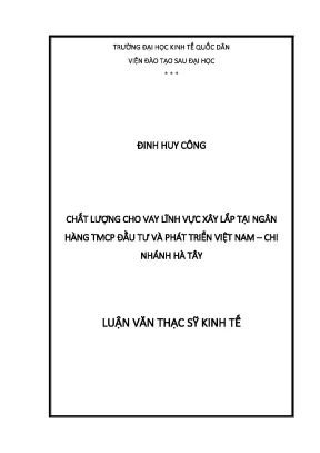 Chất lượng cho vay lĩnh vực xây lắp tại ngân hàng TMCP